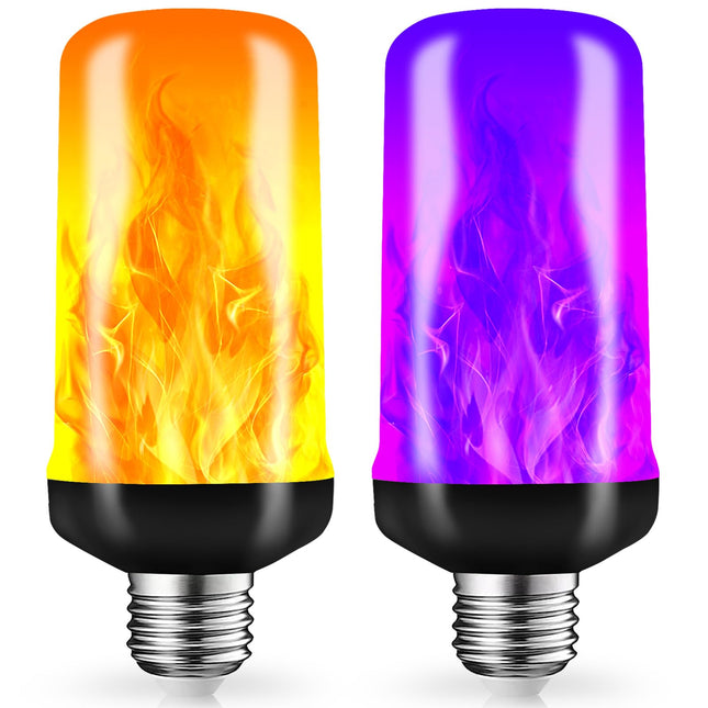 Orange Purple LED Flame Light Bulbs, Fire Light Bulb, Flickering Light Bulbs 4 Modes with Gravity Sensor, E26 Base for Halloween, Christmas,Porch, Patio, Party, Indoor Outdoor Decoration
