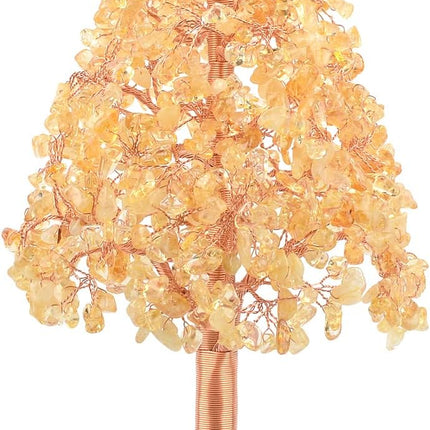 Crystal Christmas Tree of Life,Chakra Tree Natural Citrine Yellow Healing Crystal,Agate Sliece Base,Home Decor Feng Shui Bonsai Money Tree,Positive Energy 10.3 Inches