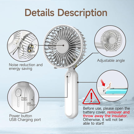 Handheld Fan, Mini Portable Foldable Fan, Pocket Battery Rechargeable Hand Fan, For Travelling And Eyelash Fan 2000AhCyan