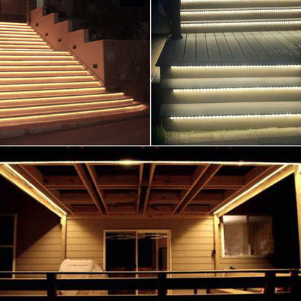 d 19.6FT 180 LED Solar Powered LED Strip Lights, Stairs Step Lights Outdoor Waterproof, 8 Lighting Mode Auto ON/Off Light Strips for Christmas Gazebo Canopy Pool Stairs Porch Coop(Warm White)