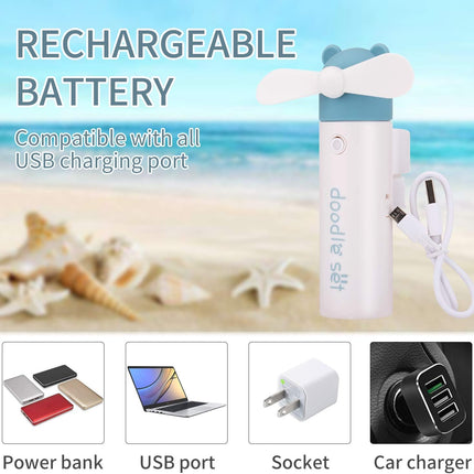 Handheld Fan, Mini Fan,Portable Misting Fan, Usb Rechargeable Fan. 1200Mah Battery Operated For 6 Hrs Continuous Work. Blue