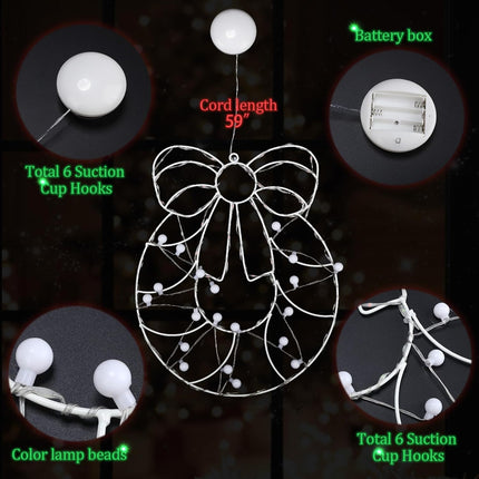 6 Pcs Christmas Window Silhouette Lights Decorations 16 Inch Waterproof Window Hanging Lights Deer Christmas Tree Santa Claus Garland Snowman Bells Lights for Party Holiday Wall Door