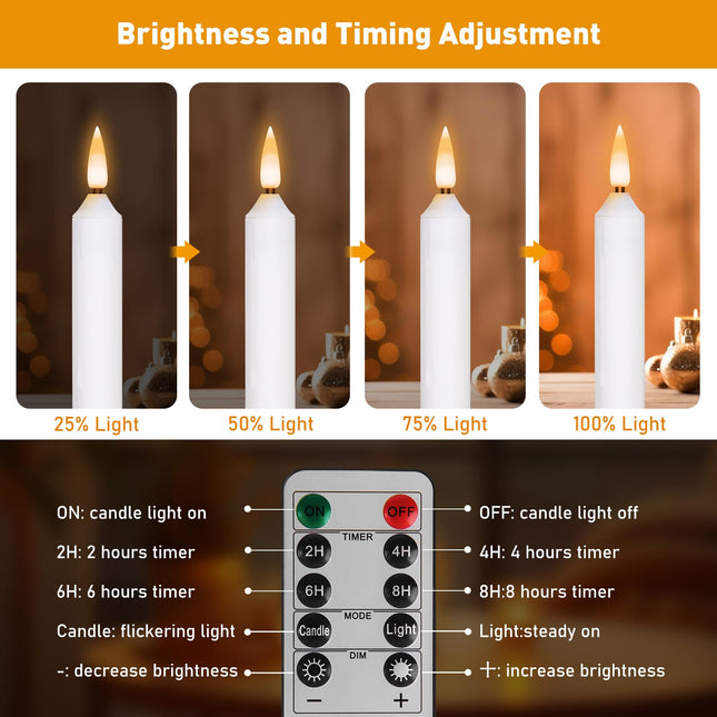 Verdenu Christmas Window Candles, 12 PCS Battery Operated Flameless Window Candles with Remote & Timer, 3D Flickering LED Window Lights Flickering Taper Candle for Christmas Wedding Party Decorations