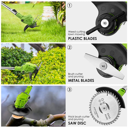 Brush Cutter Cordless Grass Trimmer,Pokytcox 24 V Lawn Trimmer Garden Tools for Weed-Whacking