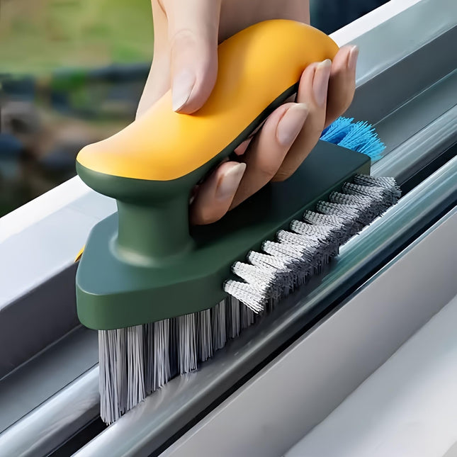 Alnorte 4-in-1 Grout and Scrubber Corner Brush with Scraper Tool, for Cleaning Tile, Grout, Kitchen, Bathroom, Sink, Floor, Shower - Green