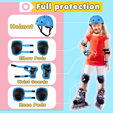 Bursun Kids Bike Helmet Set Adjustable Toddler Helmet for Ages 2-8 Kids with Knee Elbow and Wrist Pads | Multi Sport Helmet for Skateboard Cycling Scooter Rollerblading