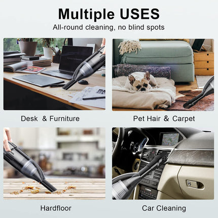 Handheld Vacuum Cleaner Cordless Mini Car Vacuum Cleaner Rechargeable For Car, Home, Office, Pet Hair Travel Cleaning Black