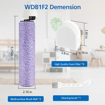 Wdb1F2 Brushroll & Filter Bundle Compatible With Shark Hydrovac Wd101 Wd201 Wd100 Wd200 Aw201 Wd200C Wd201C Wd101C Hydrovac Xl 3In1 Vacuum Cleaner,Compare Parts Wdb1, Wdb2, Wdff1, Wdff2