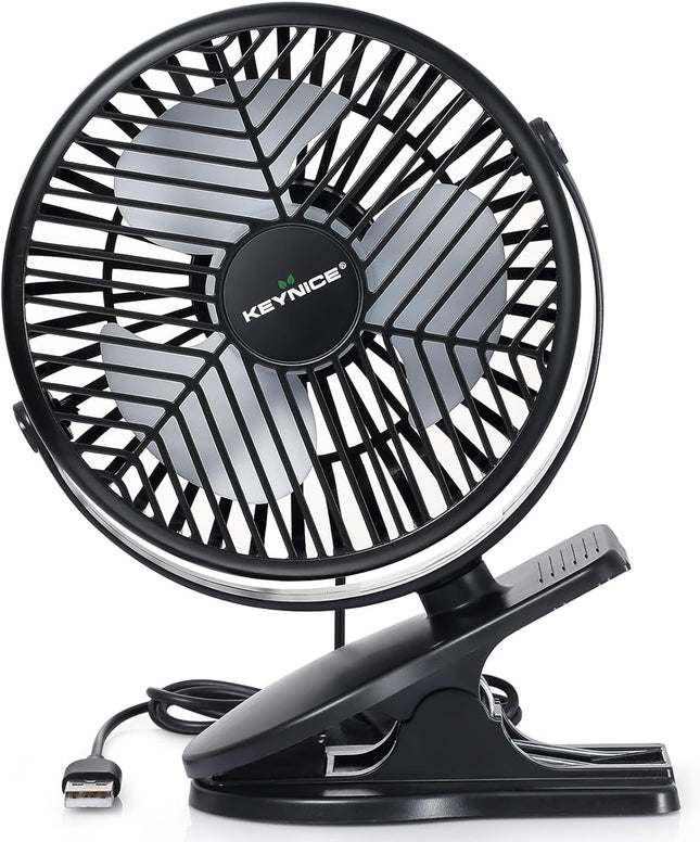 Keynice Usb Desk Fan, 4 Inch Small Clip Fan, 3 Speeds Personal Table Fans With Sturdy Clamp, Strong Airflow Fans For Bedroom, 360