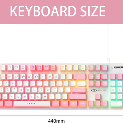 Camiysn Gaming Keyboard, Wired Keyboard with RGB Backlit, Full Size Keyboard with White&Pink Mixed Color Keycaps, Keyboard with 26 Keys Anti-ghosting for Computer/PC/Laptop/Mac/Windows/Office