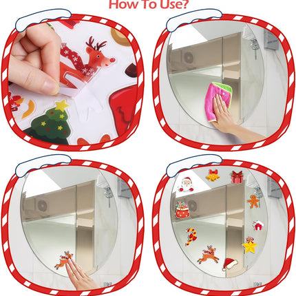 Christmas Window Clings, Christmas Window Stickers for Glass, Reusable Removable Waterproof Xmas Gel Window Clings with Santa Claus, Christmas Stockings, Snowman, Reindeer, Santa Hat, Tree