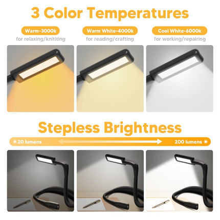 Neck Reading Light Book Lovers s, Rechargeable 2000mAh 10-80Hrs Eye-friendly Wide Lamp Booklight, Birthday Christmas Stocking Stuffers for Men Women Readers, Camping Knitting Crochet Accessories