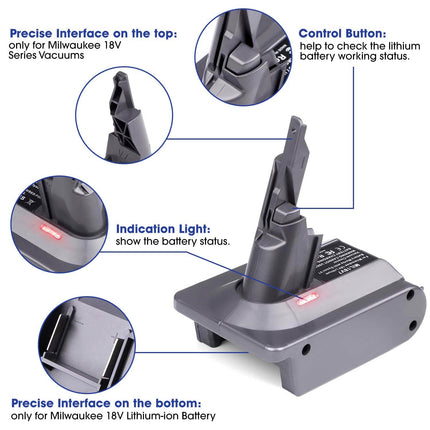 For Dyson V7 Battery Adapter For Milwaukee M18 18V Battery Convert To For Dyson V7 Sv11 Animal Cordless Stick Vacuum Cleaner Handheld Vacuum Converter Mil18V7 Adapter Only, No Battery