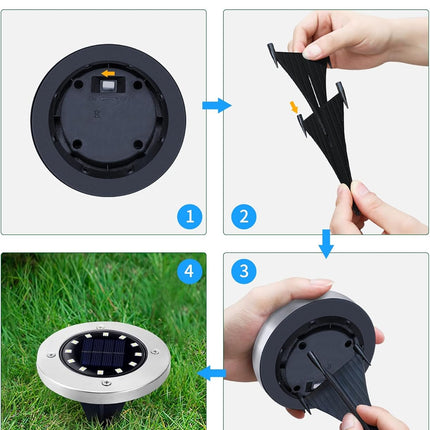 Biling Solar Outdoor Lights 12 Pack, Bright 12 Leds Solar Ground Lights Waterproof, Flat Pathway Lights Solar Powered For Yard