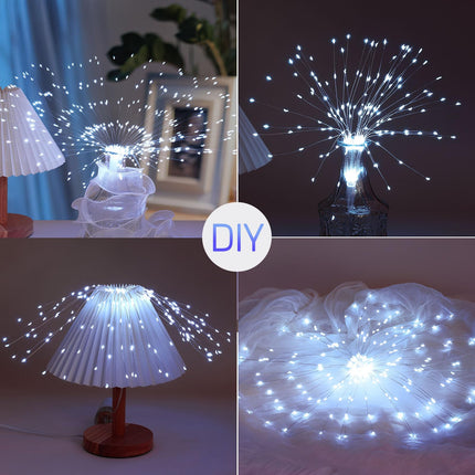 Bursting Star String Lights Christmas Lights, 225 LED 8 Modes Dimmable with Remote Control, Waterproof Copper Wire Decorative Hanging Star Lights for Party Patio Garden Decoration (White, 4PC)
