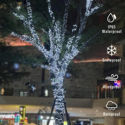 Solar Christmas Lights Outdoor - 65Ft/20m 200 LED Solar Powered String Lights, USB Charging, Remote, 8 Modes Waterproof Lights for Garden, Yard, Tree Decor - Cool White