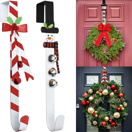 2 Pack Metal Wreath Hanger，13.78IN Wreath Hanger for Front Door Christmas Wreath Decoration，Wreath Hooks for Front Door…