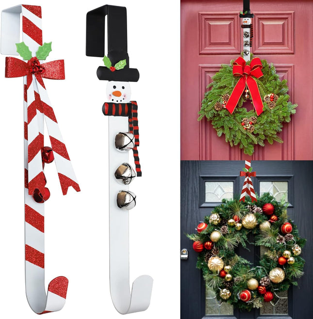 2 Pack Metal Wreath Hanger，13.78IN Wreath Hanger for Front Door Christmas Wreath Decoration，Wreath Hooks for Front Door…