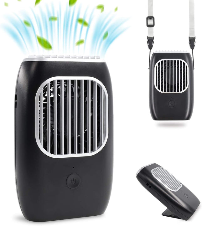 Aluan Hanging Neck Fan Portable Rechargeable Lash Fan, Mini Personal Necklace Fan With Adjustable Lanyard And Bracket, Battery