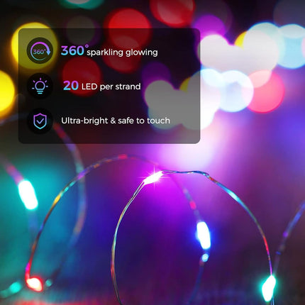 Brightown 12 Pack Easter Led Fairy Lights Battery Operated String Lights Waterproof Silver Wire 7 Feet 20 Led Firefly Starry Moon Lights for DIY Wedding Party Bedroom Patio Christmas
