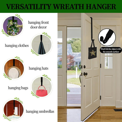 Wreath Hangers for Front Door, Adjustable Wreath Hanger from 15 to 25 inch Over The Door Hooks Non-Scratch for Christmas Wreath Door Decor