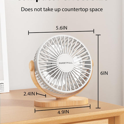 Sweetfull Desk Fan Usb Small Fan, 3 Speeds Portable Fan, 360° Rotate Personal Desktop Table Fan, Mini Fan Quiet Operation