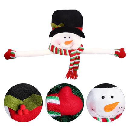 Christmas Tree Topper Snowman Hugger Santa Christmas Tree Topper Xmas Holiday Winter Wonderland Party Decoration Ornament Supplies