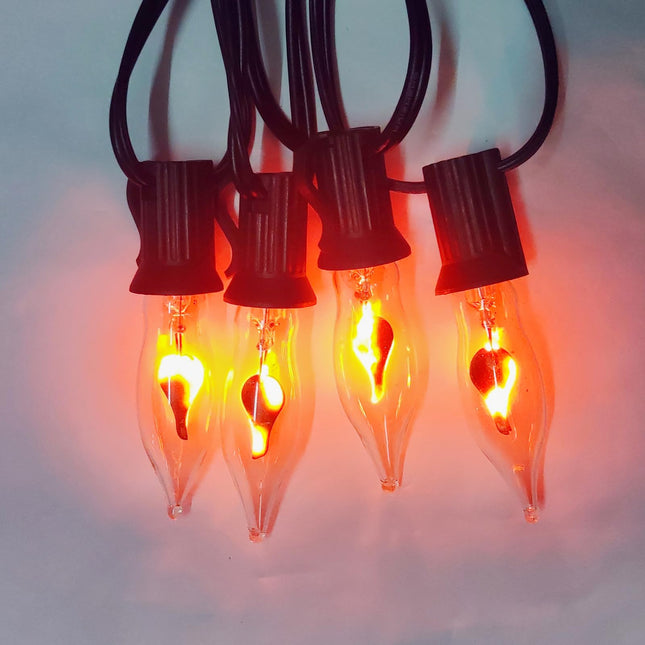 Halloween Flicker Flame Lights String Indoor Outdoor, 10Ft C7 Vintage Christmas Lights 10 Flickering Flame Bulb Lights, Plug In Hanging Halloween Lights Outdoor for Party Halloween Christmas Decor