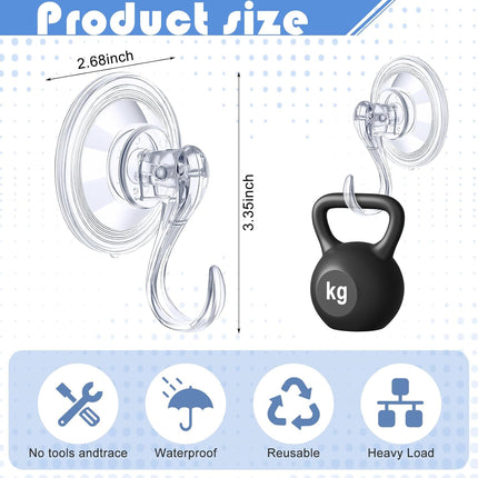 6 Pcs Wreath Door Hanger Clear Heavy Duty Suction Cup Hooks 11 lb Removable Reusable Window Glass Door Wreath Holder for Kitchen Shower Bathroom Halloween Christmas Wreath Decorations