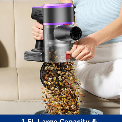 Cordless Vacuum Cleaner, 30000Pa450W Powerful Vacuum Cleaners For Home, 50 Mins Runtime, Led Display, 1.5L Cup, Antitangle Brush, Lightweight, Ultraquiet, Cordless Stick Vacuum Cleaners