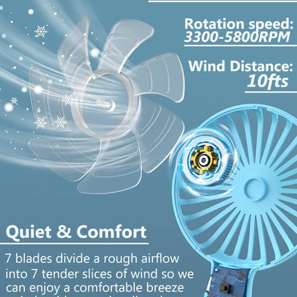 Honhey Handheld Fan Super Mini Personal Fan With Rechargeable Battery Operated And 3 Adjustable Speed Portable Hand Held Fan Eyel