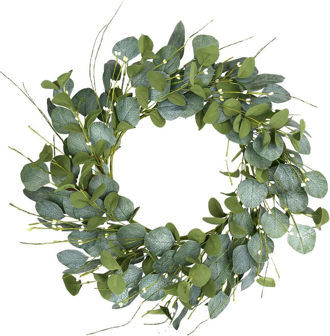 20inch Eucalyptus Wreaths for Front Door Spring and Summer Green Wreath with Berries Farmhouse Door Wreath Year Round Wreaths for Front Door Indoors