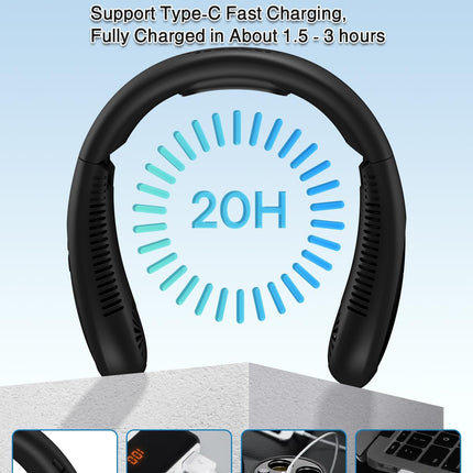 Neck Air Conditioner, 5000Mah Portable Neck Fan With Semiconductor Cooling Airflow Bladeless Usb Rechargeable 3 Speed Personal