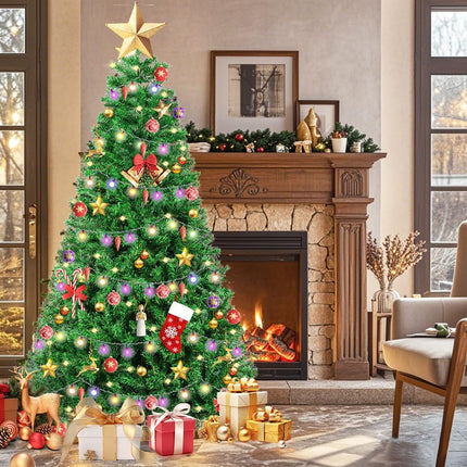 Christmas Tree, 6 FT Artificial Christmas Tree, Xmas Pine Tree with Solid Foldable Metal Stand Perfect for Indoor and Outdoor Holiday Decoration, Green
