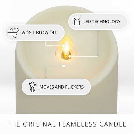 Luminara Realistic Artificial Moving Flame Outdoor Pillar Candle - Moving Flame LED Battery Operated Lights for Outside Christmas, Thanksgiving - Remote Ready - Remote Sold Separately - 3.2" x 5.0"