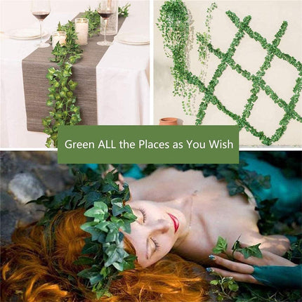 Fielegen 2 Pack/Each 6.56ft 20 LED Ivy String Lights Artificial Ivy Garland with Lights Battery Operated Hanging Fake Ivy Leaves Vine Fairy Lights for Bedroom Wedding Party Holiday Garden Patio Decor