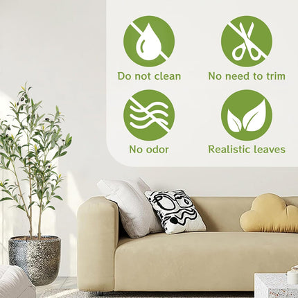 Artificial Olive Tree 3.2ft Tall with Natural Wood Trunk and Lifelike Fruits,Artificial Tree Faux Silk Plant for Home Office Decor Indoor Faux Tree-Set of 2