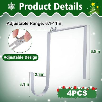 MADHOLLY Christmas Headstone Wreath Hanger, Adjustable Cemetery Headstones Wreath Holder, Durable Aluminum Gravestone Wreath Stand for Christmas Grave Decoration (6.1-11in)
