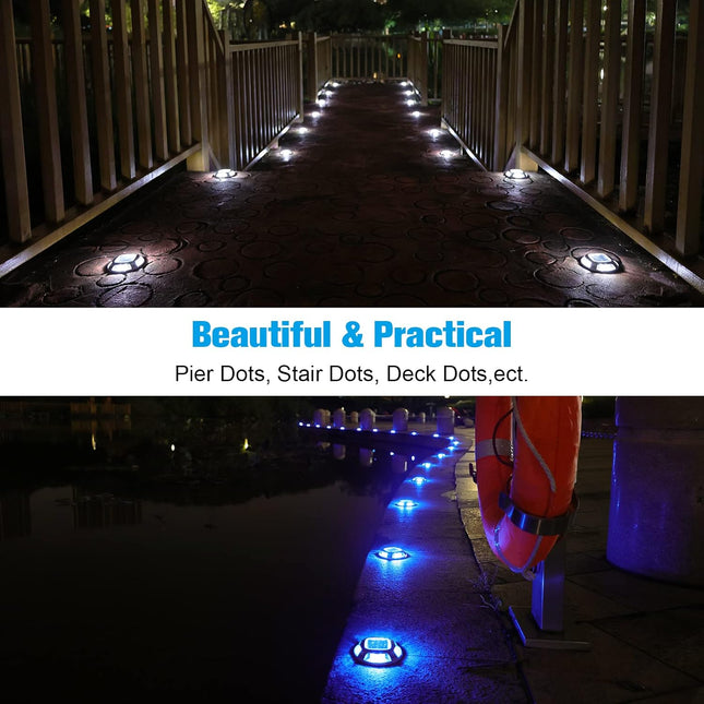 Volisun Solar Driveway Lights Dock Marine Lights 8Pack,2 Colors In 1,Outdoor Led Deck Lights,Solar Powered Waterproof Driveway