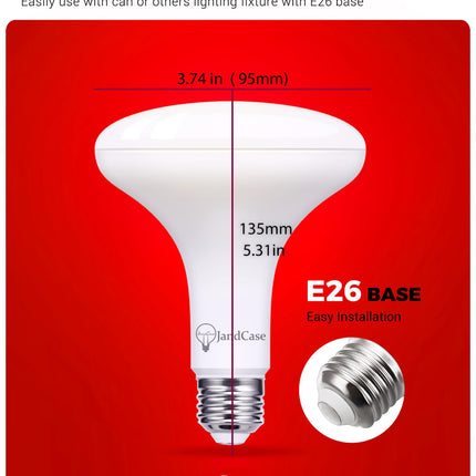 JandCase Christmas Light Bulbs, Red BR30 Flood Light Bulb, 11W(100W Equivalent) LED Recessed Light Bulbs, 900lm, Non-Dimmable, E26 Base, 2 Pack,Christmas Decor