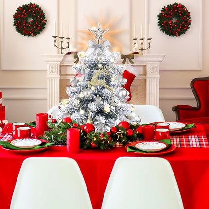 Small Christmas Tree with Lights,Flocked Tabletop Christmas Tree with 30 LED Lights,Mini Christmas Tree Prelit Little Christmas Tree Pre Lit Christmas Tree for Table Top Christmas Decoration