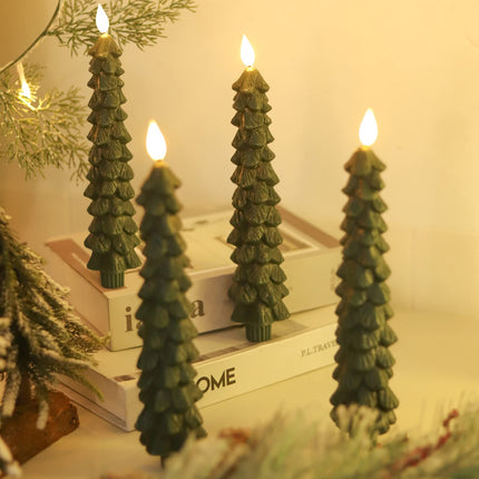Fo32won LED Flameless Taper Candles Battery Operated with Remote and Timer, Set of 4 Christmas Real Wax Window Candlesticks with 3D Flame Wick, 10 Inches Flickering Christmas Candlesticks