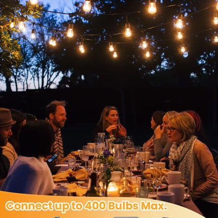 Svater Outdoor String Lights 150FT, E26 Socket, 48pcs S14 Shatterpoof Bulbs, 1 Watt Dimmable 2700K Warm White, IP65 Waterproof Commercial Grade Patio Lights（3 Pack X 50FT）