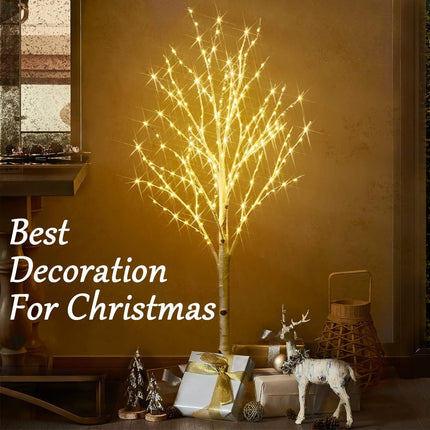 Fudios Lighted Birch Tree 4ft 200 LED Fairy Lights Christmas Twig Trees with Lights for Outdoor Inside Decoration