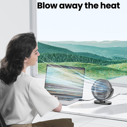 Gaiatop Usb Desk Fan, 3 Speeds Powerful Portable Fan, 5.5 Inch Quiet Cooling Mini Fan, 90° Rotate Small Table Fan With 5Ft Cable
