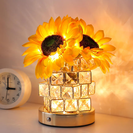 Sunflowers Flower Lamp Touch Lamp,Rechargeable Cordless Table Lamp, 3-Colour Infinitely Dimming Battery Powered Small Night Light, for Mom for Valentine Day,Mothers Day,Xmas,Birthday