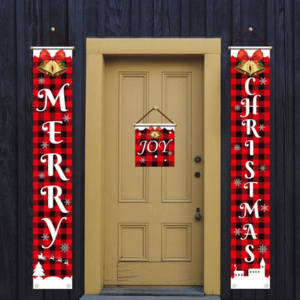 Merry Christmas Door Banners Porch Sign Hanging Banner Flag for Home Wall Indoor Outdoor Christmas Party Decorations (Style 1, 71 x 12 Inch)