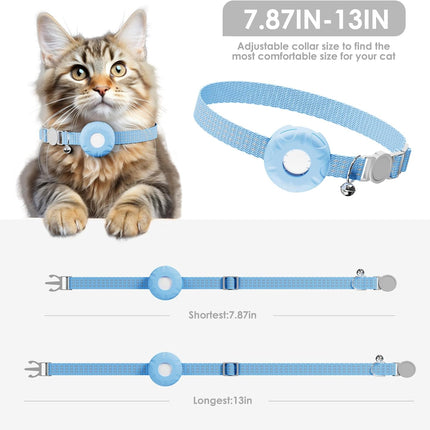 Cat GPS Tracker for Cats, Waterproof Pet GPS Tracker, Cat GPS Tracker Collar with Safety Elastic Buckle, Compatible with Apple Find My App (Only iOS), No Monthly Fee, Blue