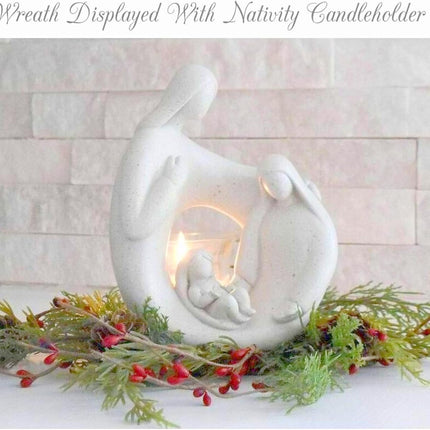 Artificial Realistic-Looking Cedar Wreath Candle Ring Mini Wreath Accent for Statues, Lanterns, Nativity, Candle Holders, Doors, Windows, Centerpieces, Tree Decorations, Holiday Decor, Pillars