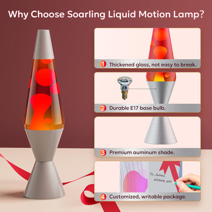 Purple Night Light for Kids and Adult 14.5 Inch Large Yellow Liquid Motion Lamps Giant Relaxing Night Light for Bedroom, Living Room, Kids Room, Hallway, Table Lamp for Christmas, Birthday, Party